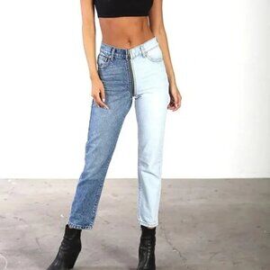 Revice Yin Yang Jeans Size 28 High Waist Two Tone Cop Zip Around Tokyo Wash